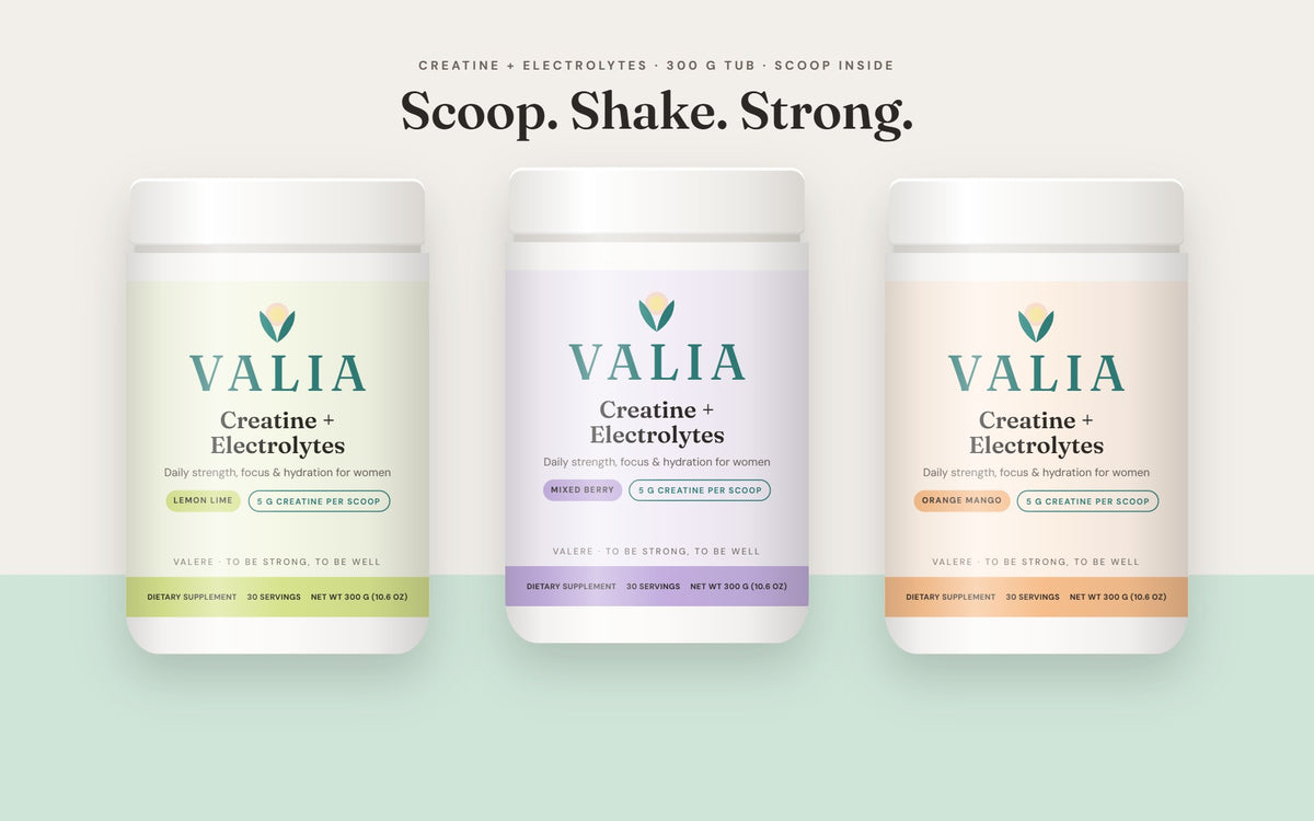 VALIA tubs in Lemon Lime, Mixed Berry and Orange Mango
